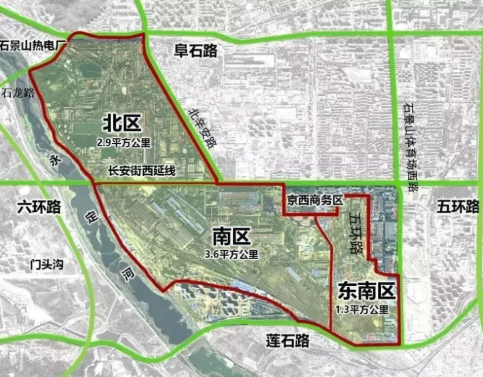 新首钢高端产业综合服务区南区区位图