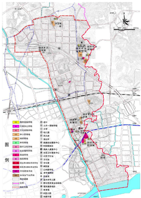 广州开发区云埔工业区的公共服务设施规划示意图 广州开发区云埔工业区的公共服务设施规划示意图