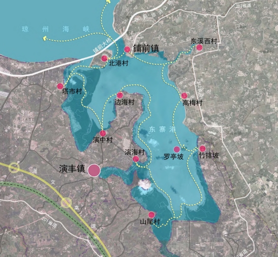 东寨港内海水上休闲游线规划示意图 东寨港内海水上休闲游线规划示意图