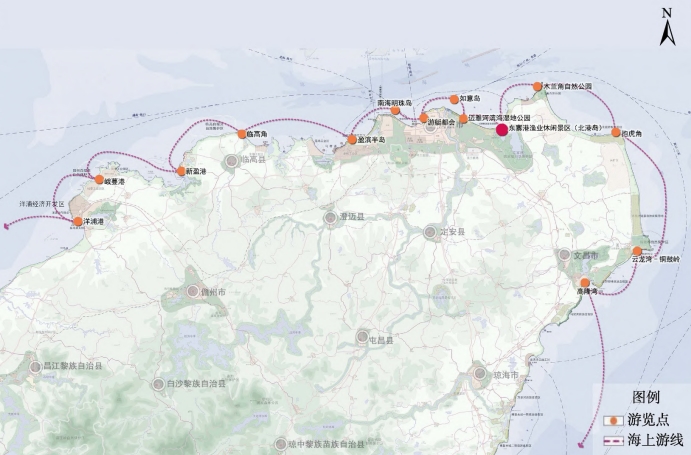 琼北地区海洋休闲游线规划示意图 琼北地区海洋休闲游线规划示意图